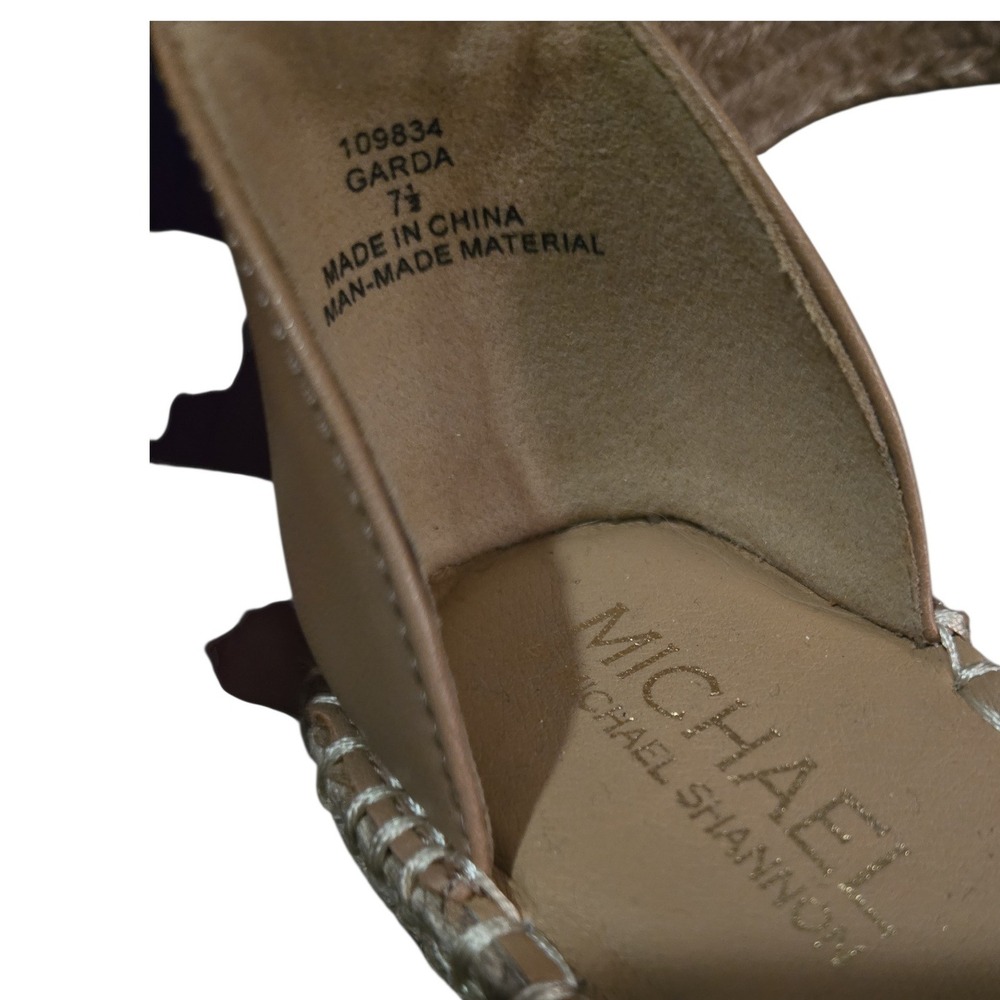 Michael Shannon Garda Espadrille Wedge Sandals Tan‎ Leather Ankle Strap   7.5 - Picture 5 of 7